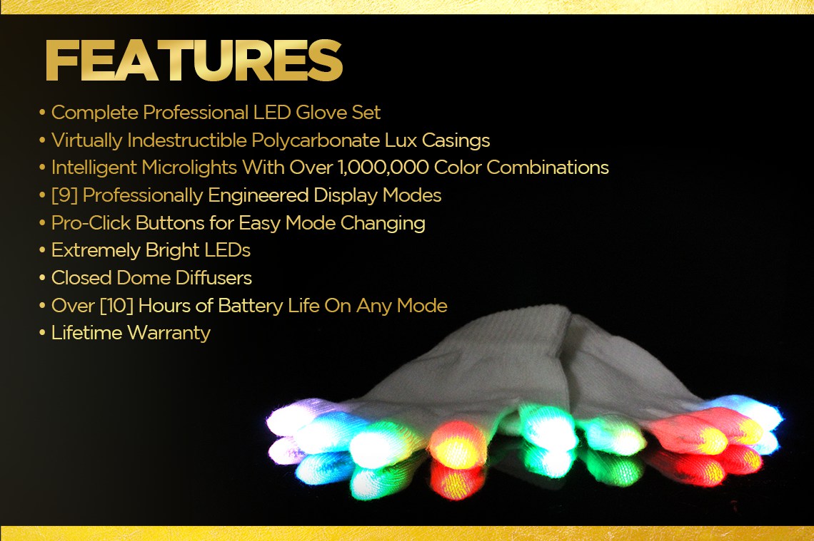 GloFX LED Light Up Rave Gloves