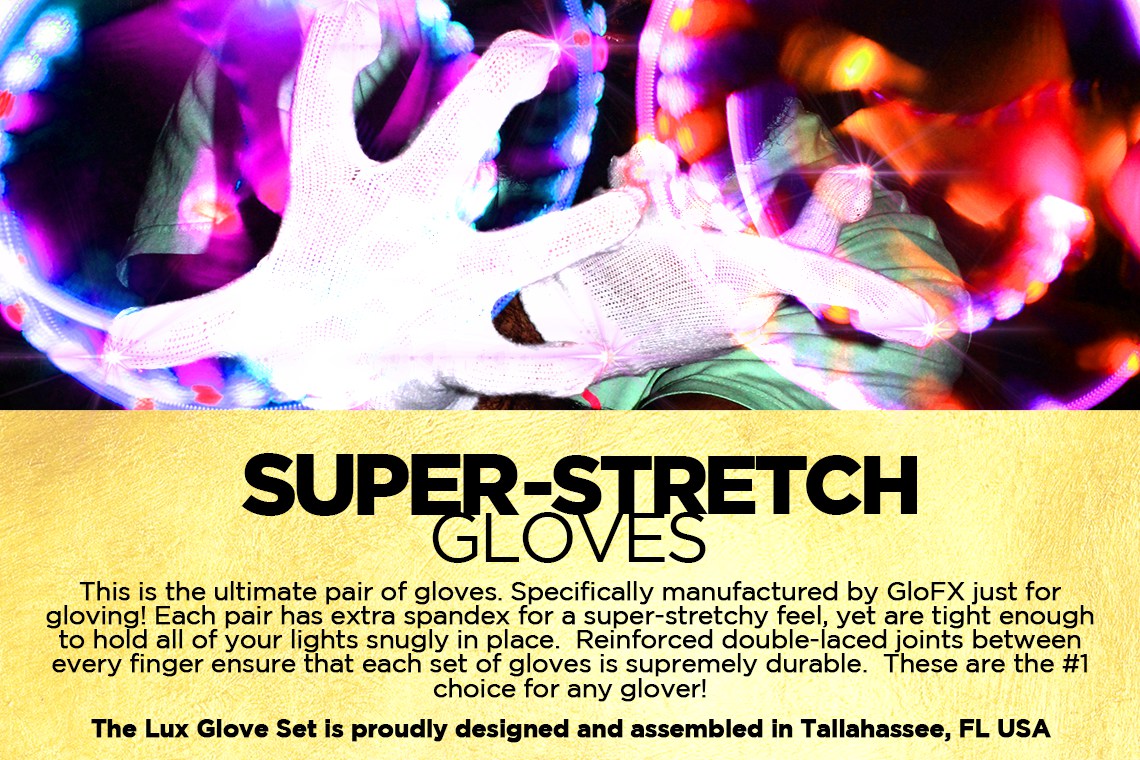GloFX Lux Glove Set Super-Stretch Cotton LED Gloves