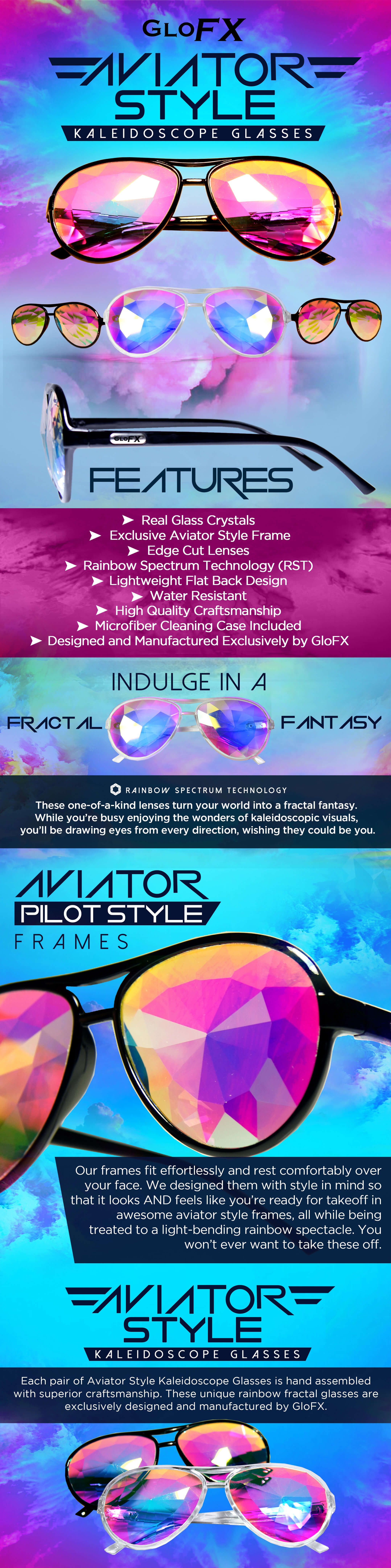 GloFX_Aviator Style Kaleidoscope Glasses_Black_Admat