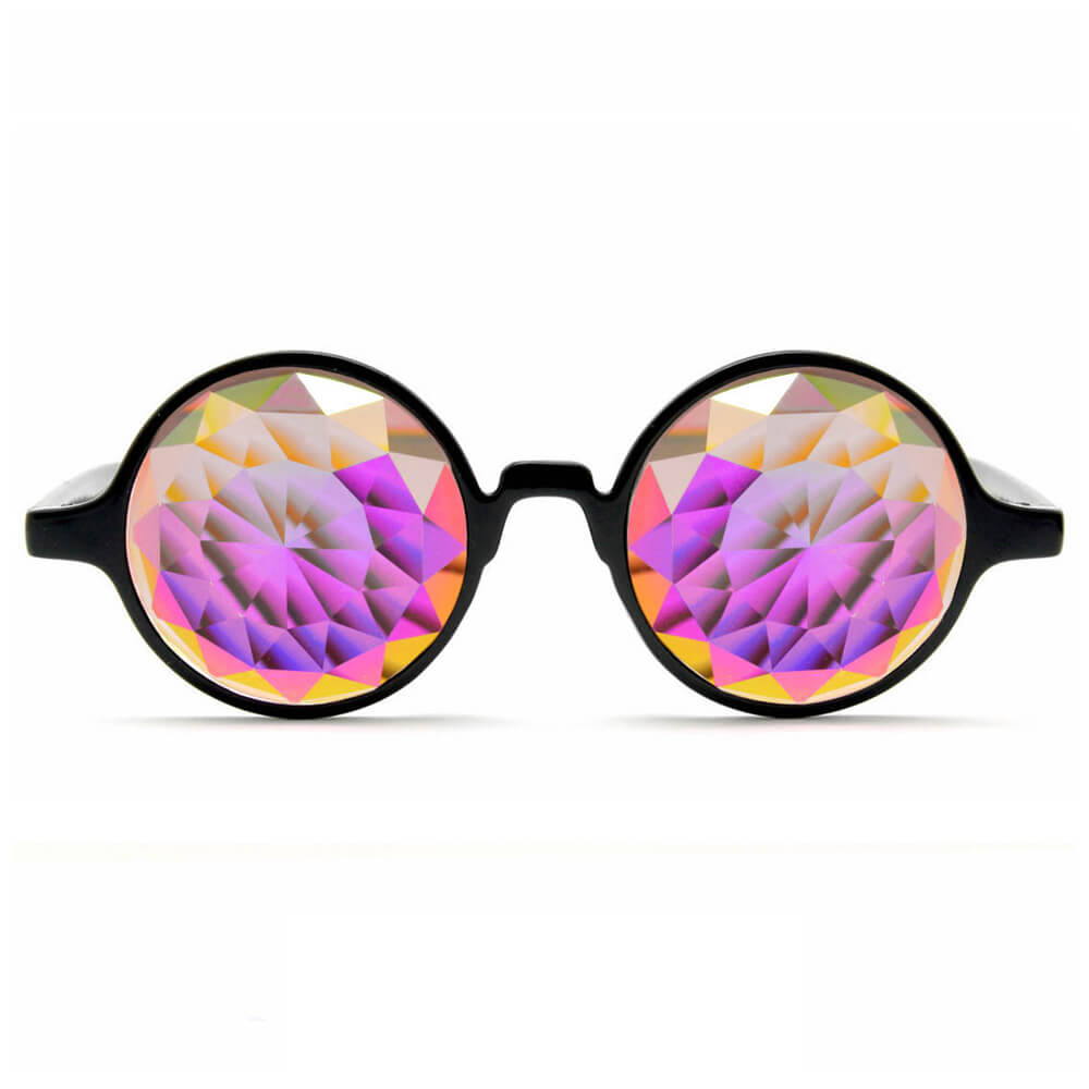 Rainbow Fractal Flat Back Rave Prism Lights GloFX Black Kaleidoscope Glasses 