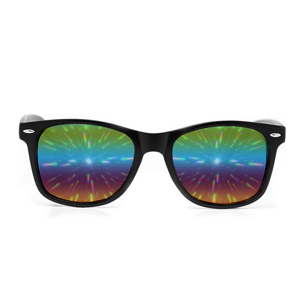 Rainbow Mirror Diffraction Glasses – GloFX Ultimate Black Frame display picture 3